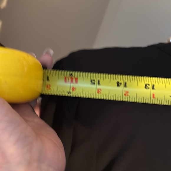 Black crepe blouse with double tiered bell sleeves. - Picture 9 of 9